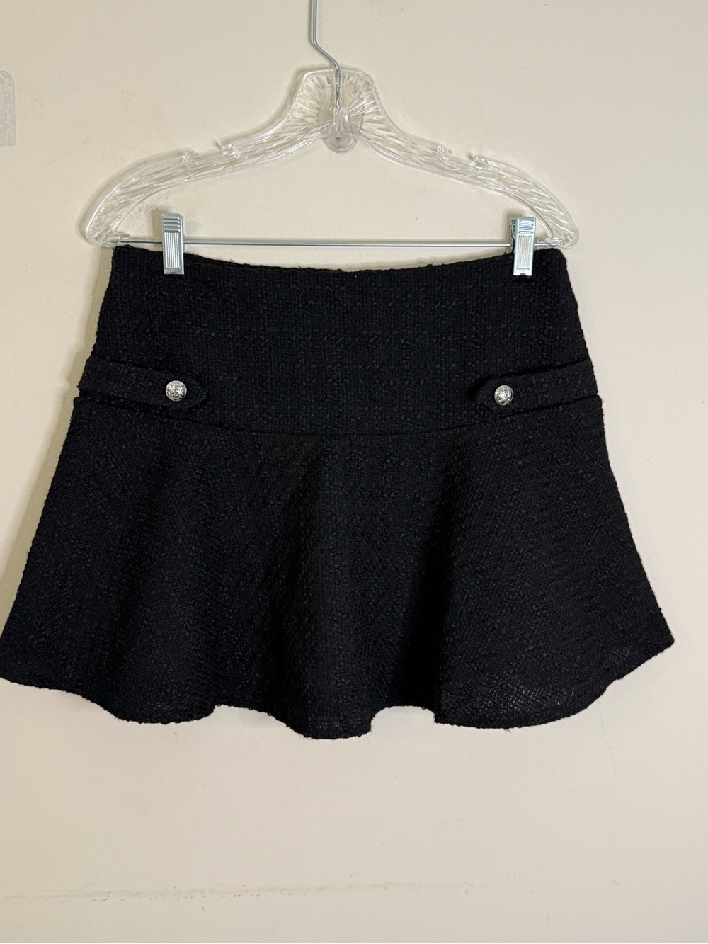 H&M preppy whimsigoth wool blend black mini skater skirt SZ 8